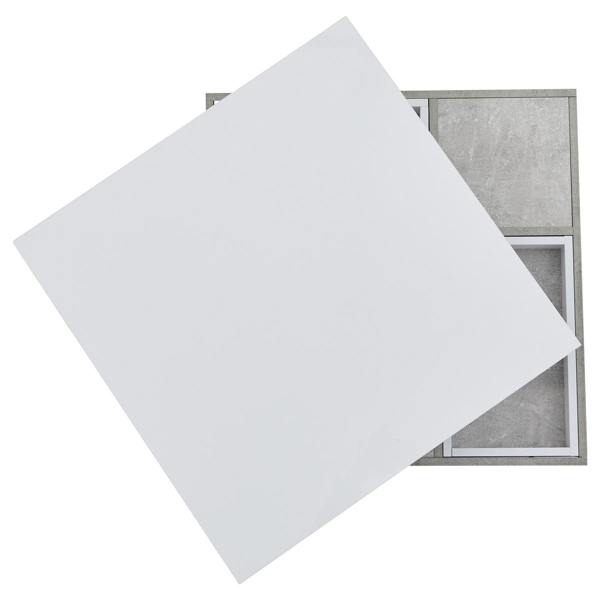 COUCHTISCH 70/70/36 cm weiß mit Hochglanzplatte 360° drehbar - Weiß, Holzwerkstoff (70/70/36cm) - OKWISH