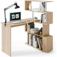 COMPUTERTISCH L-förmig mit drehbarem Bücherregal Eiche 157 x 45 x 130,5 cm - Braun, Holzwerkstoff (45/157/130.5cm)