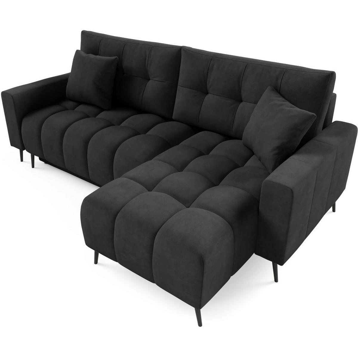 ECKSCHLAFSOFA Denver im Veloursstoff, Schwarz - Schwarz, Textil (232/148cm) - Beautysofa
