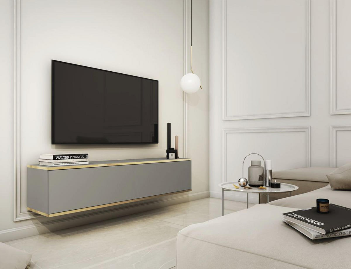 LOWBOARD – 135 cm – Oro – Ohne Füße (wandhängend) – TV-GEN0291 - Grau, Holzwerkstoff (135/30/32cm) - hi-markt
