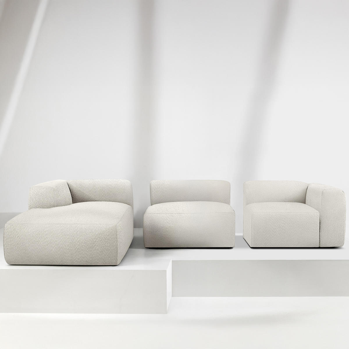 ECKSOFA LINKS BUFFO, Weiß - Weiß, Holz/Holzwerkstoff (285/176cm) - KONSIMO®