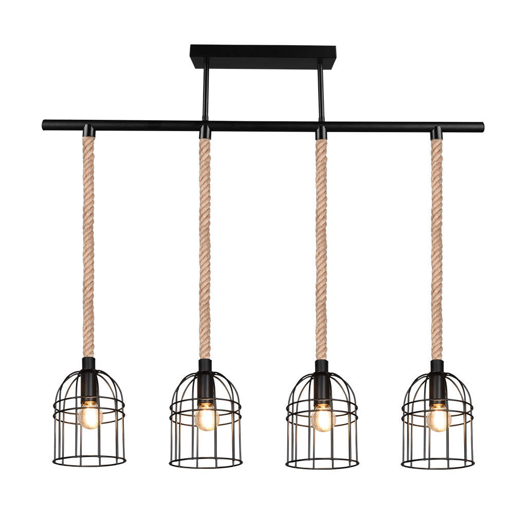 HÄNGELEUCHTE Sisal Schwarz Matt - Schwarz, Metall (90/13/81cm)