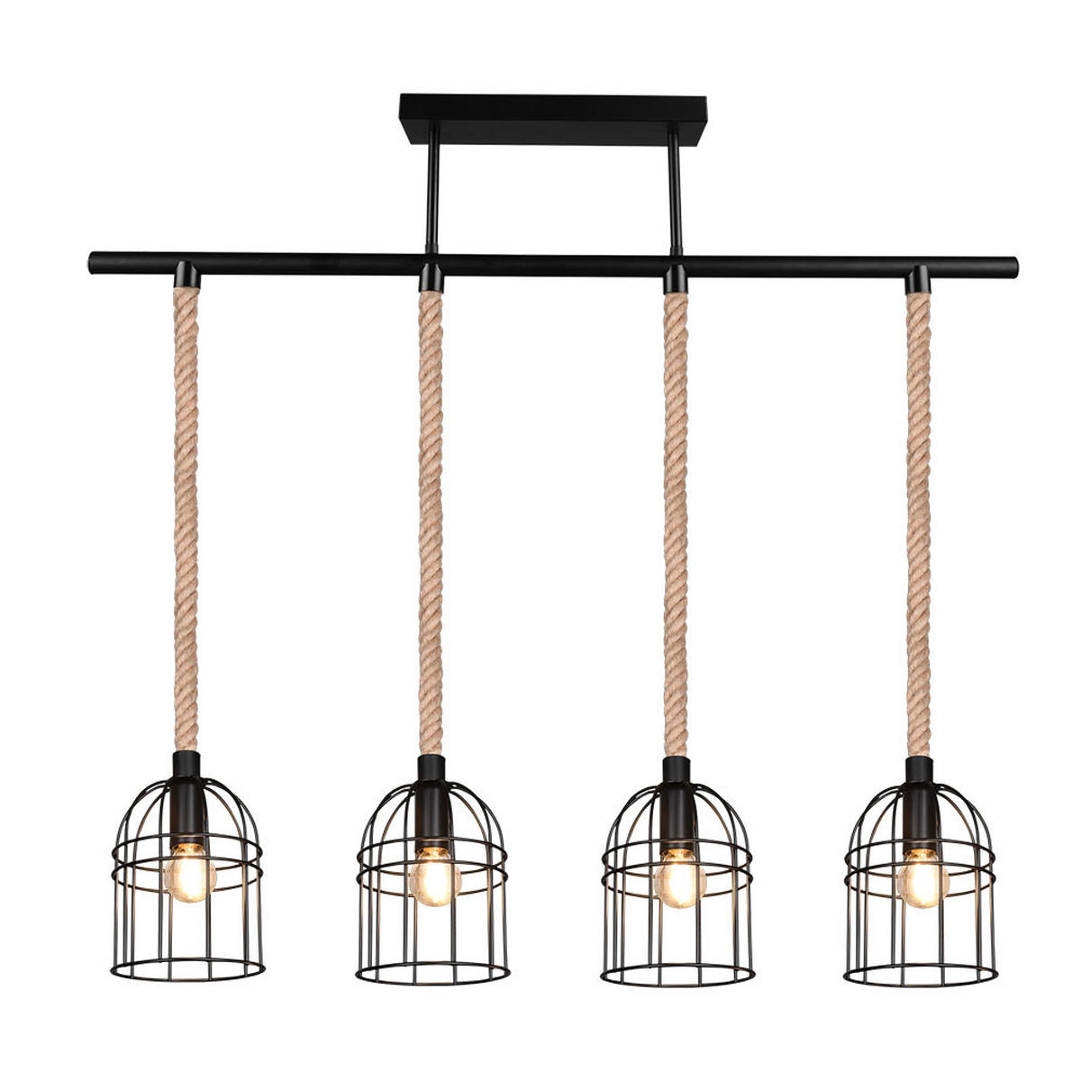 HÄNGELEUCHTE Sisal Schwarz Matt - Schwarz, Metall (90/13/81cm)