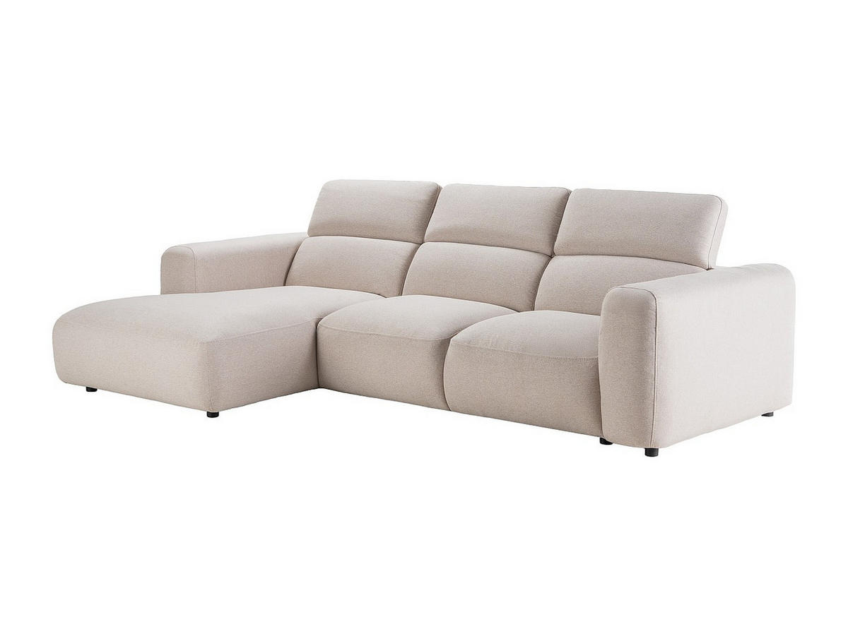 ECKSOFA links – melierter Stoff – Beige – NELORIM - Beige, Textil (279/175cm) - Vente-Unique