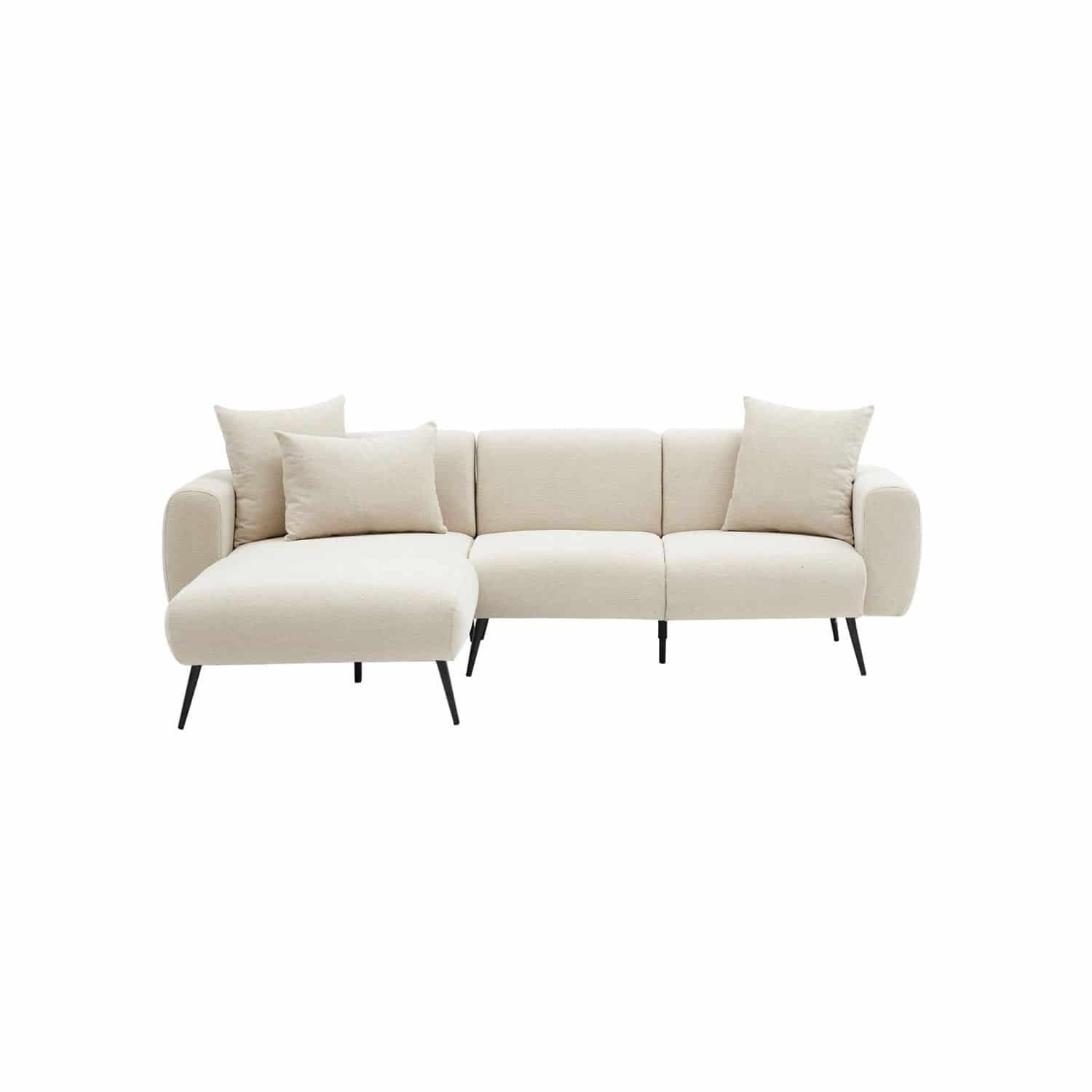 ECKSOFA beidseitig montierbar, Bouclé-Design - Beige/Creme, Holz/Textil (252/158cm) - myHomelando
