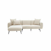 ECKSOFA beidseitig montierbar, Bouclé-Design - Beige/Creme, Holz/Textil (252/158cm) - myHomelando
