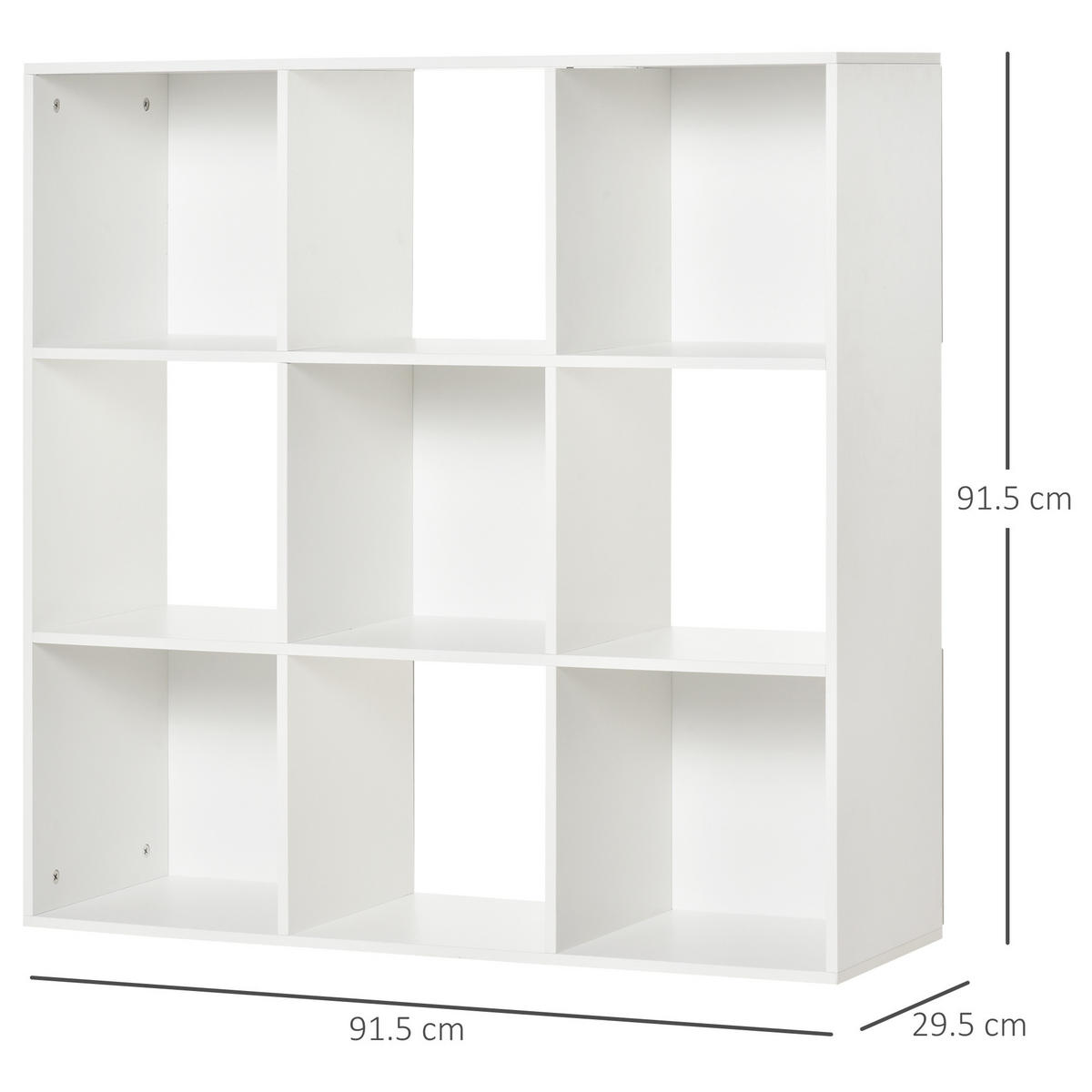 BÜCHERREGAL,9 Holzfächer 91,5x29,5x91,5cm,weiß - Weiß, Kunststoff (91.5/91.5/29.5cm) - Vallsero