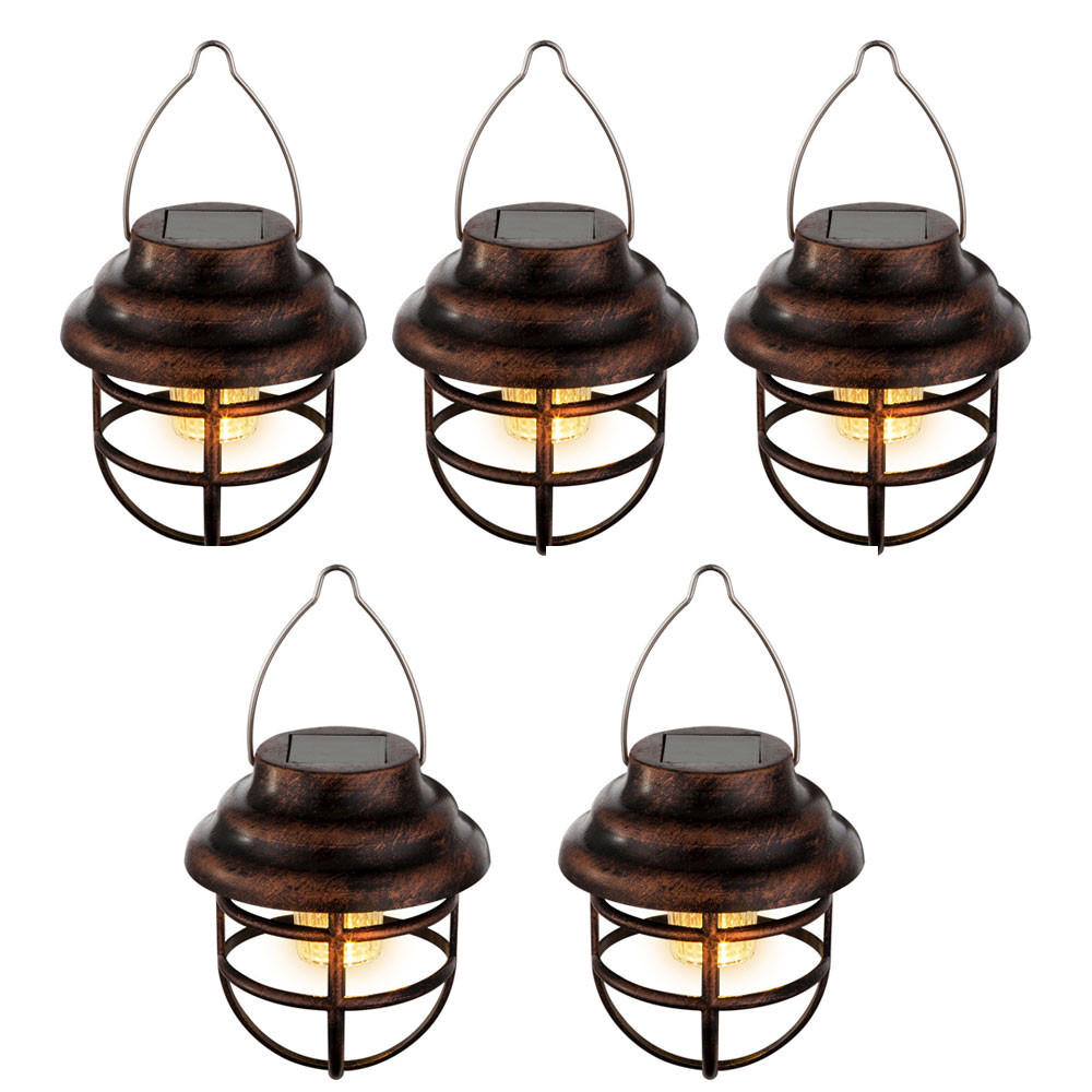 LED AUSSENLEUCHTE Rostoptik Braun 5er Set - Braun, Metall (8/8/14cm) - Globo Lighting