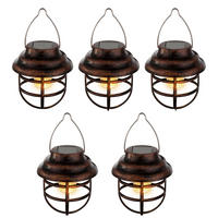 LED AUSSENLEUCHTE Rostoptik Braun 5er Set - Braun, Metall (8/8/14cm) - Globo Lighting