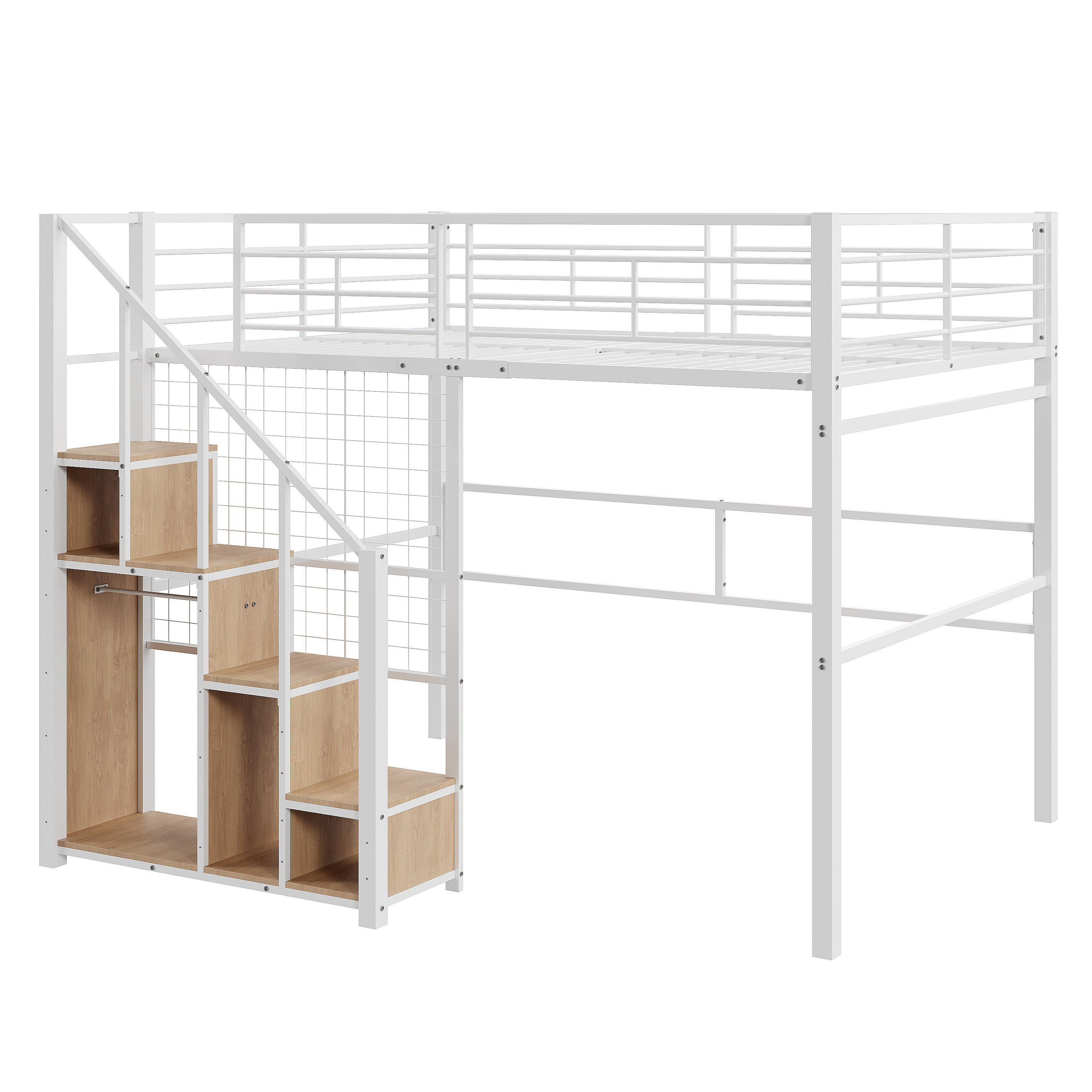 HOCHBETT mit Stauraum 140x200 cm Metall Weiß - Weiß, Metall (140/200cm) - Meubliv