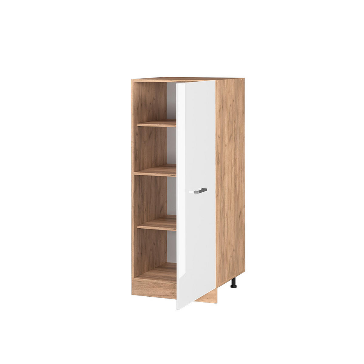 HOCHSCHRANK R-Line Weiß Hochglanz 60 cm - Honigeiche/Weiß Hochglanz, Holzwerkstoff (60/143/57cm) - Vicco