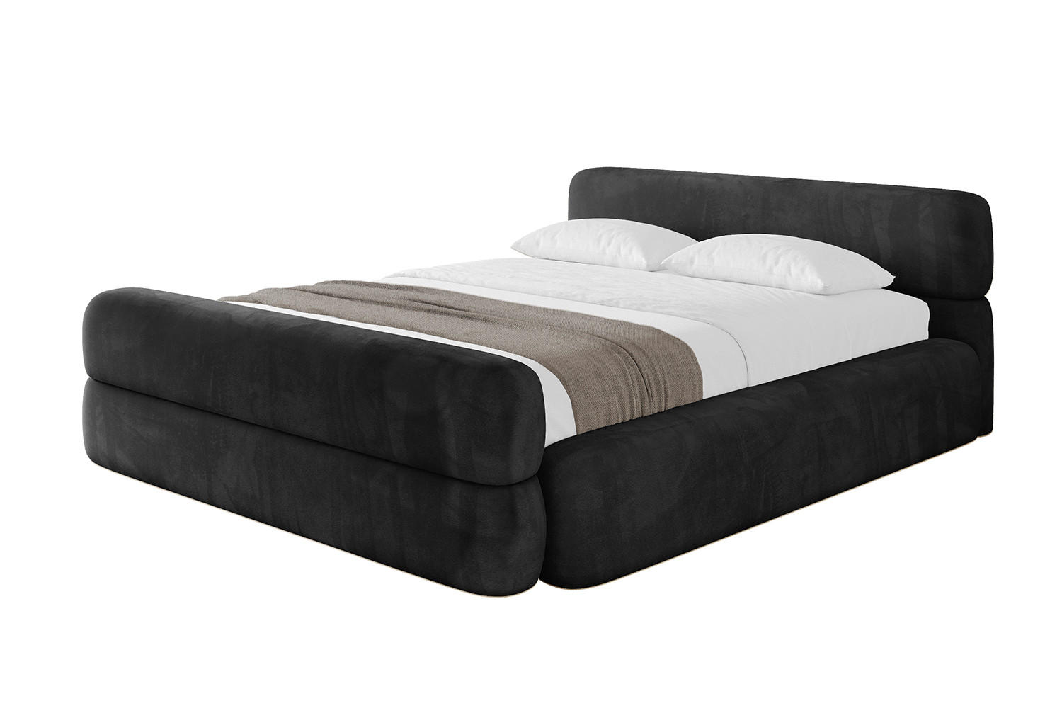 POLSTERBETT mit Bettkasten, Fußteil und Lattenrost, Boxbett ohne Matratze - ENORA-Z-V1 120x200 Schwarz - Schwarz, Holzwerkstoff/Textil (120/200cm) - ALTDECOR