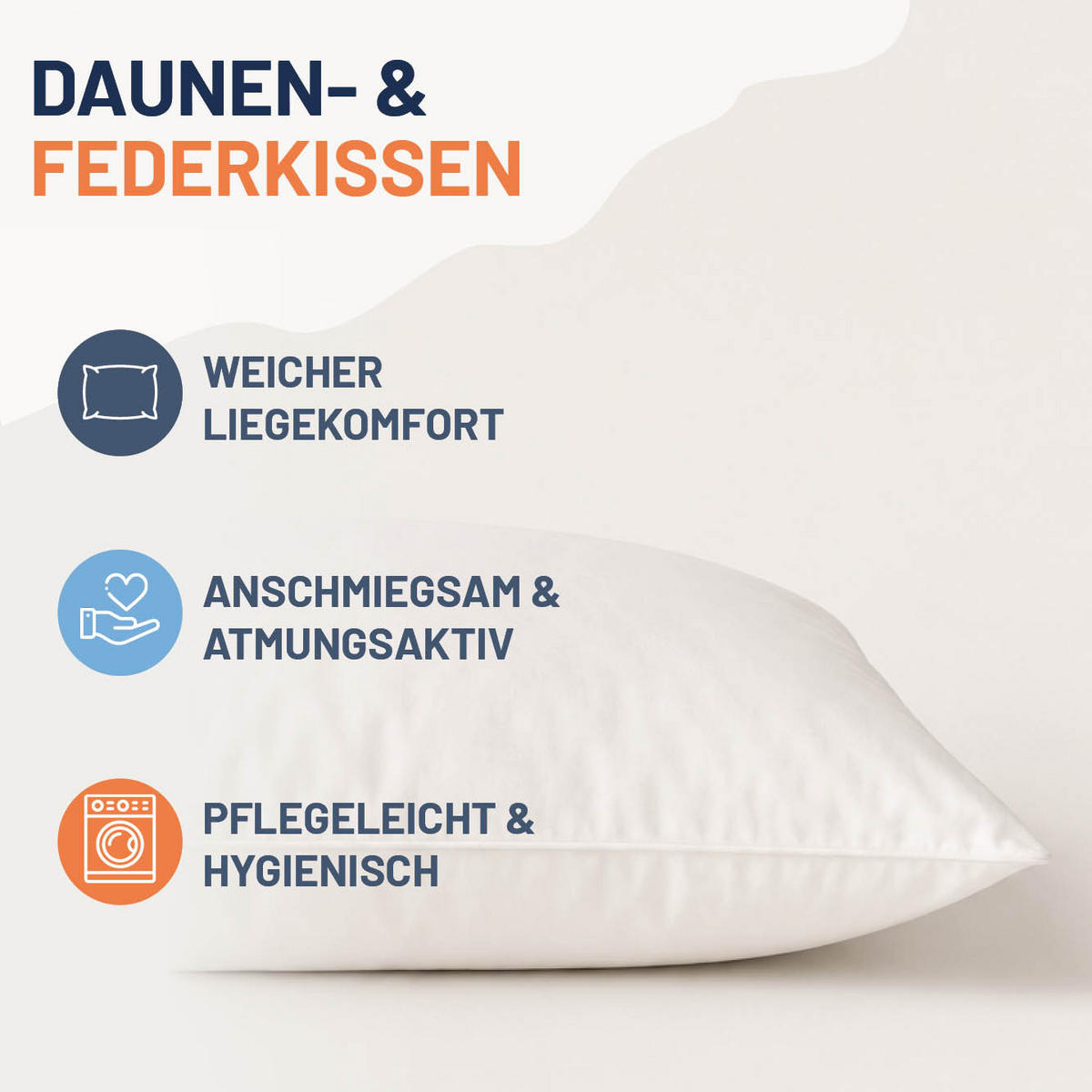 KOPFKISSEN 80x80 cm weich & stützend, Daunenkissen 60% Gänsedaunen - Weiß, Textil (80/80cm) - casimum