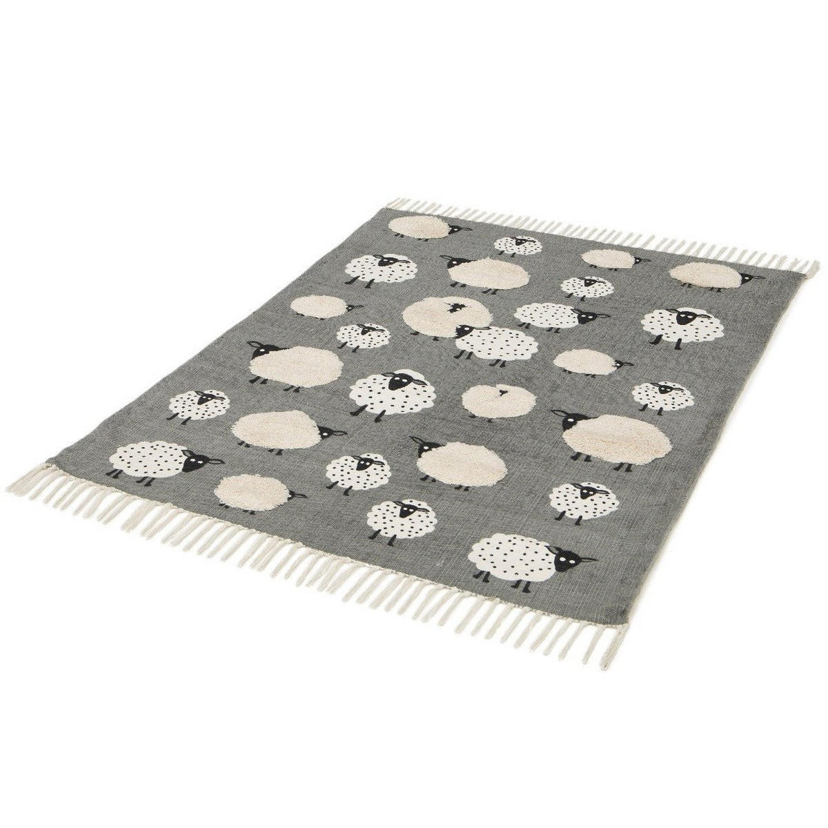 KINDERTEPPICH aus Baumwolle grau - Grau, Naturmaterialien (120/170cm) - AFK Living