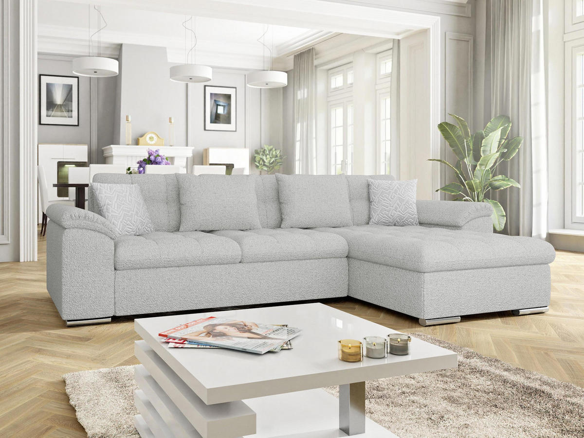 ECKSOFA Diana Premium, Seite: Rechts - Silberfarben, Holz/Textil (280/160cm) - MIRJAN24