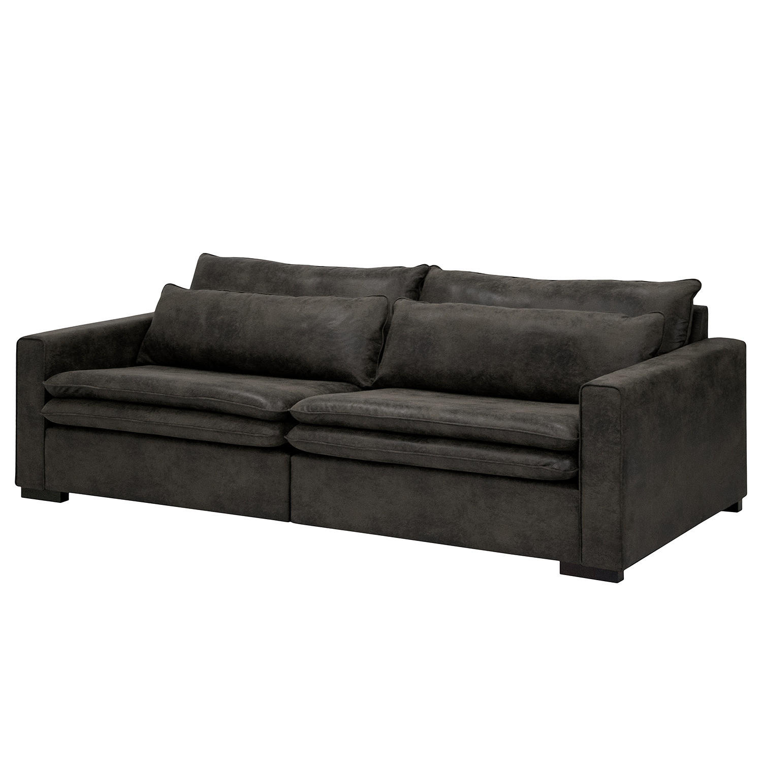 BIGSOFA - Dunkelbraun/Anthrazit, Buchenholz/Textil (240/82/104cm) - home24