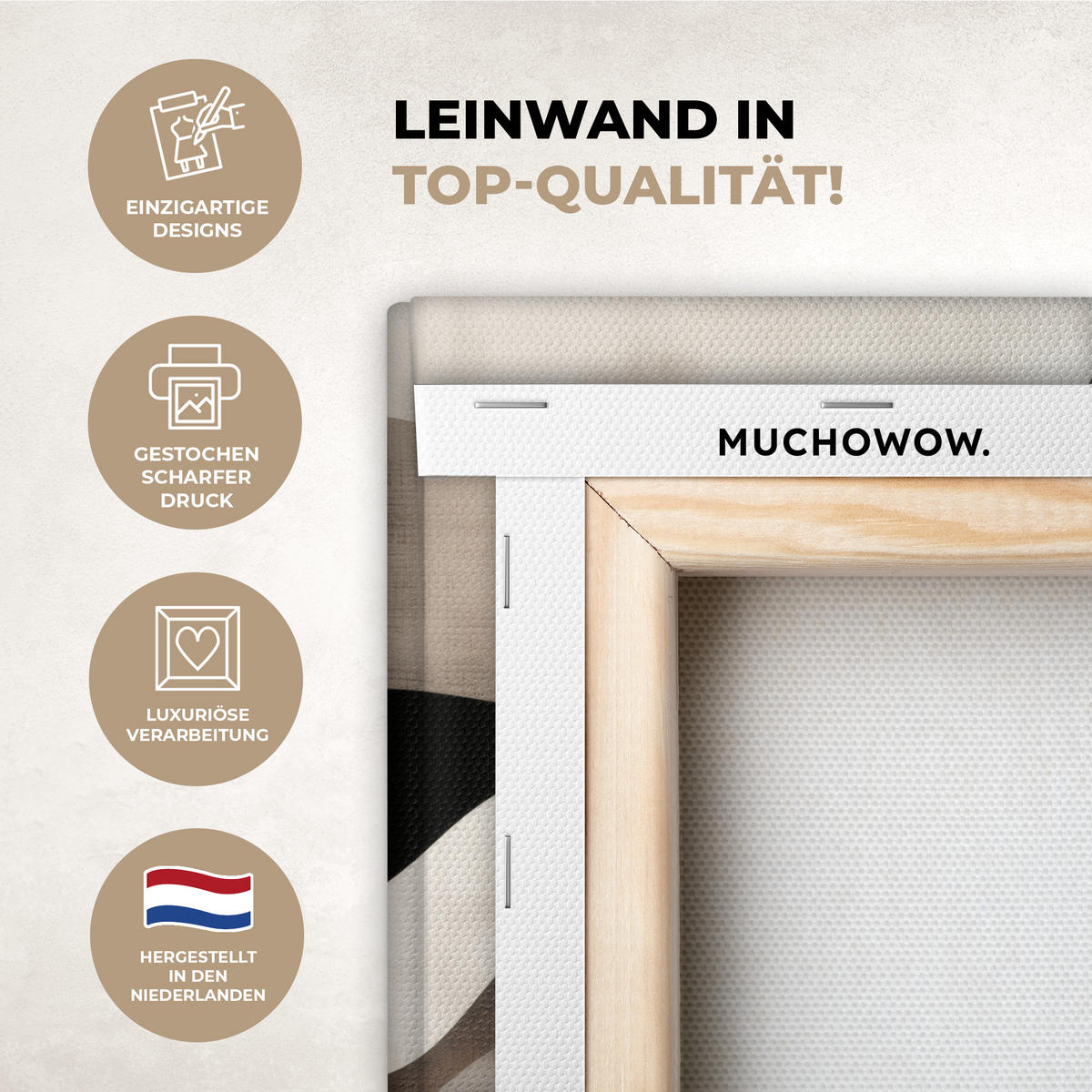 LEINWANDBILD Abstrakt - Wellen - Schwarz - Verwittert 30x20 cm - Trüffeleichefarben, Textil (30/20cm) - MuchoWow