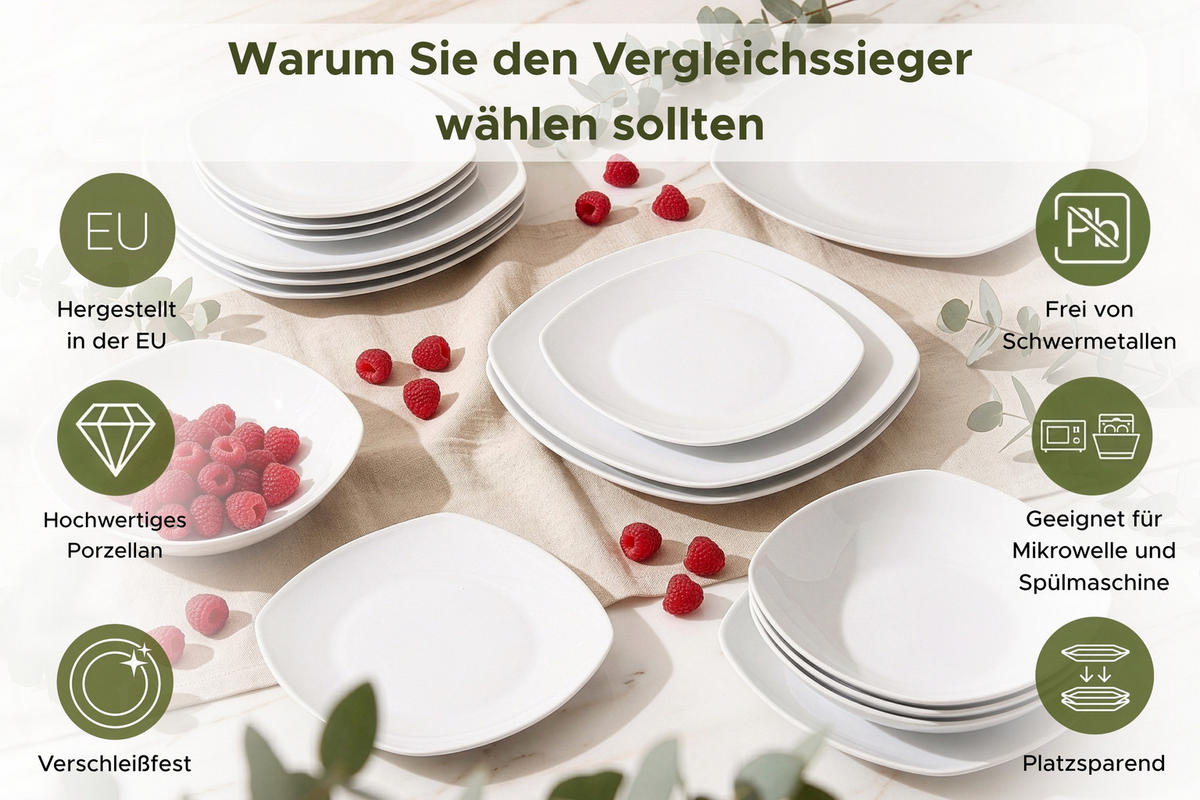 SUPPENTELLER CARLINA 6-tlg - Weiß, Keramik (20cm) - KONSIMO®