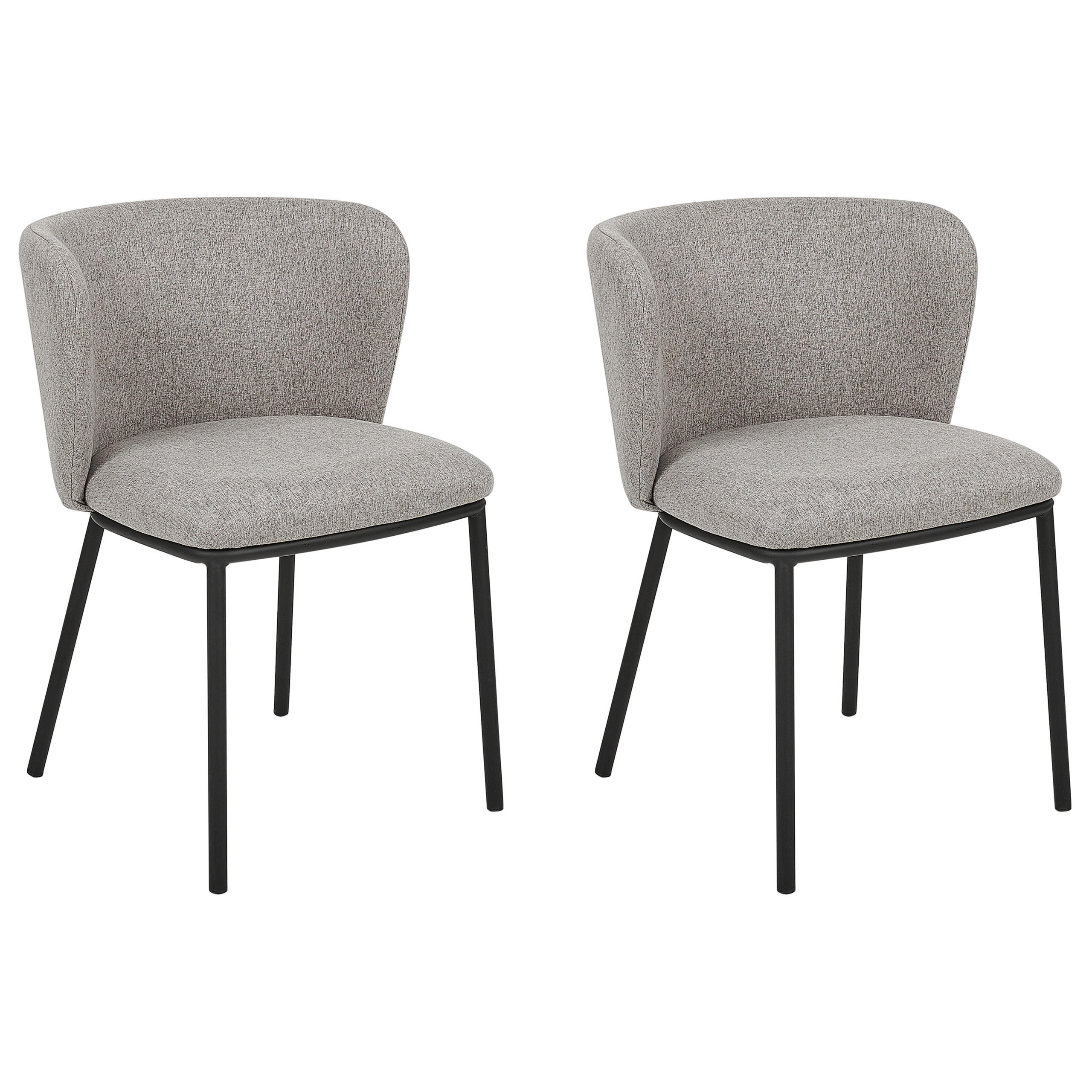 ESSZIMMERSTUHL 2er-Set Polsterbezug Grau Mina - Grau, Textil/Metall (48/75/52cm) - Beliani