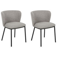 JÍDELNÍ ŽIDLE sada 2 ks čalounění Šedá Mina - šedá, kov/textil (48/75/52cm) - Beliani