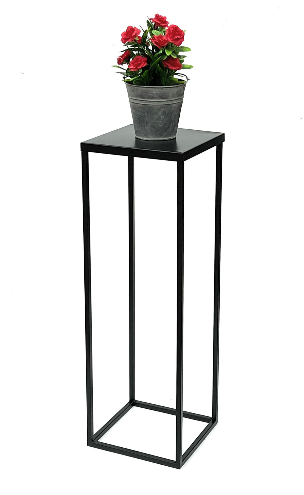 BLUMENHOCKER Metall Schwarz 70 cm Eckig - Schwarz, Metall (24/70/24cm) - DanDiBo