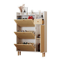 SCHUHSCHRANK 90/125/17 cm Natur/Weiß aus MDF mit 3 Klappen und Schublade - Weiß, Holzwerkstoff (90/125/17cm) - OKMYHOME