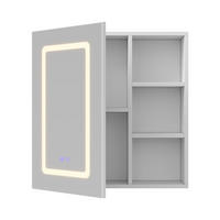 SPIEGELSCHRANK LED 60x60cm 1-türig mit verstellbaren Böden - Weiß, Glas (60.2/60.2/15.2cm) - SHOPENTRA