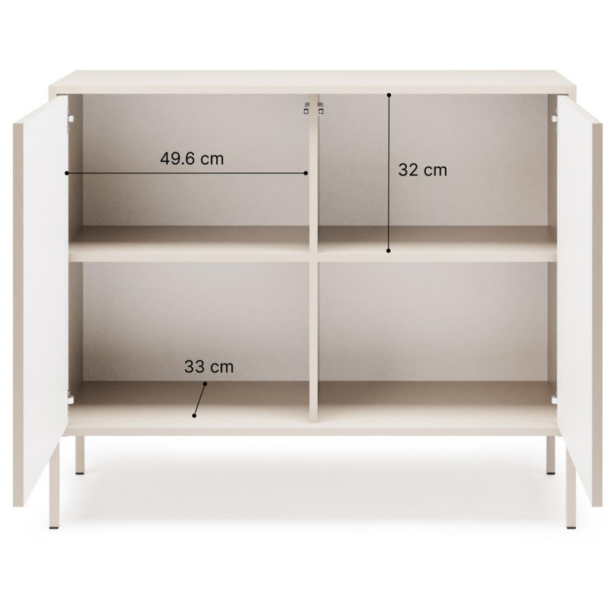 KOMMODE Noto mit 2 Türen und geriffelten Fronten, 104 cm - Kaschmir, Holzwerkstoff (104/38/87cm) - Beautysofa