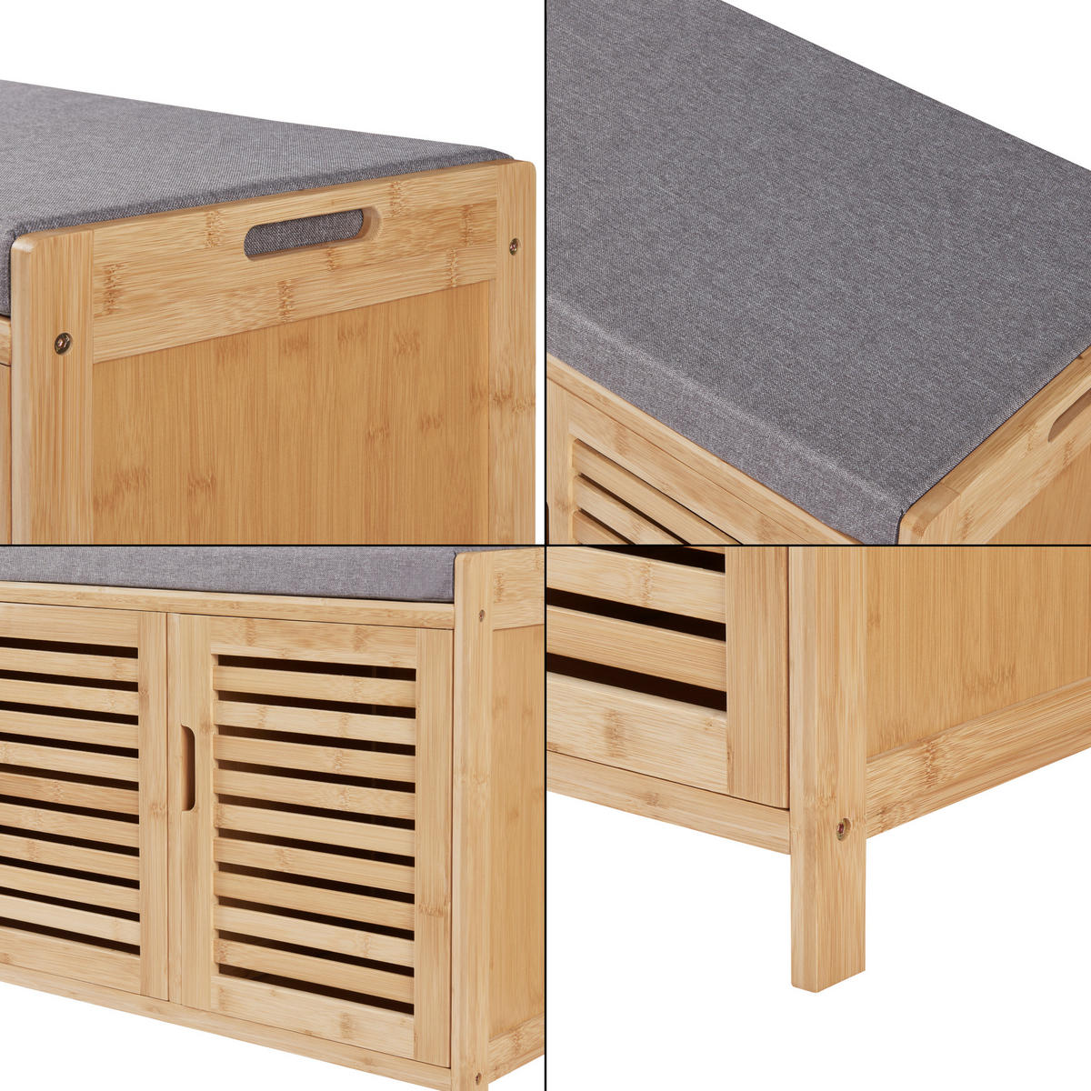SCHUHSCHRANK Selk mit Sitzfläche - Naturfarben, Holz (90/50/35cm) - [en.casa]