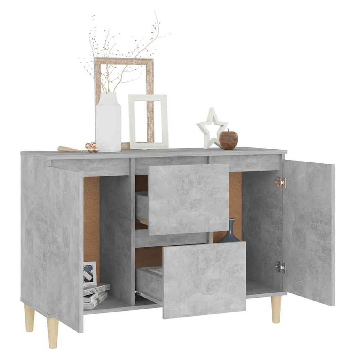 SIDEBOARD mit 2 Schubladen, 2 Türen 103,5/35/70 cm aus Holzwerkstoff Betongrau - Hellgrau/Grau, Holz (103.5/70/35cm) - vidaXL