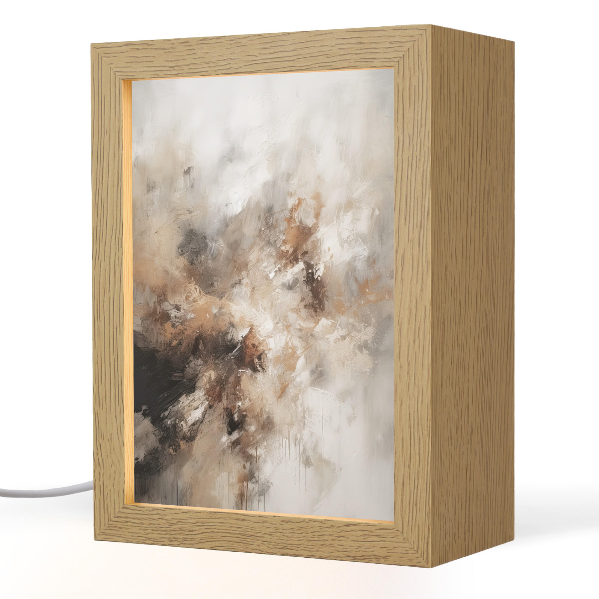 OnlyWow STOLNÍ LAMPA Barva - abstraktní - béžová - umění 15x20 cm
