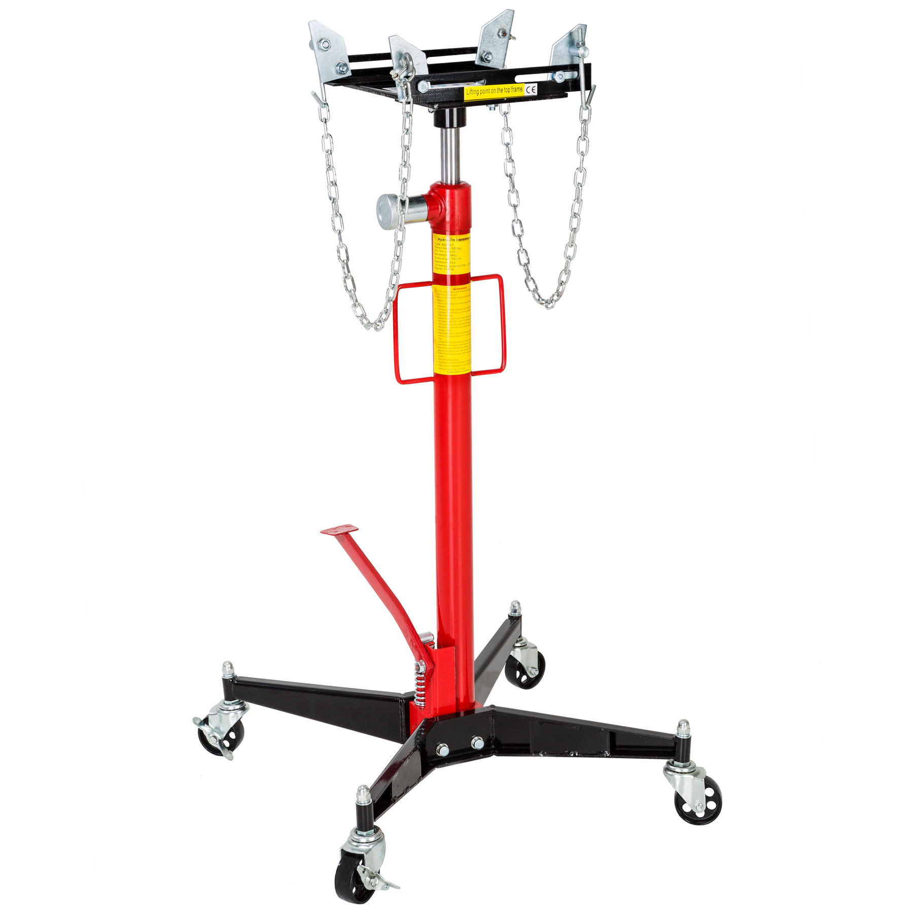 GETRIEBEHEBER ,Standfestes Fußkreuz mit 4 Lenkrollen,rot - Rot, Metall (84/84/122cm) - tectake