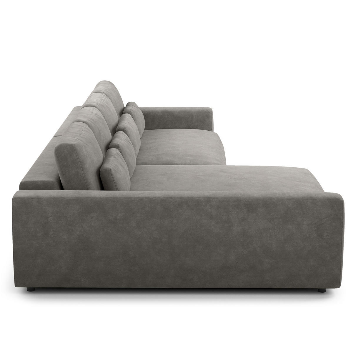 ECKSOFA mit XXL-Longchair - Schwarz/Grau, Kunststoff/Textil (323/182cm) - home24