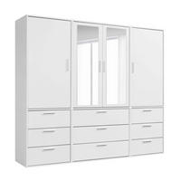 KLEIDERSCHRANK mit Spiegel Der Grenzenlose - Weiß, Holzwerkstoff (210/187/58cm) - Mokebo