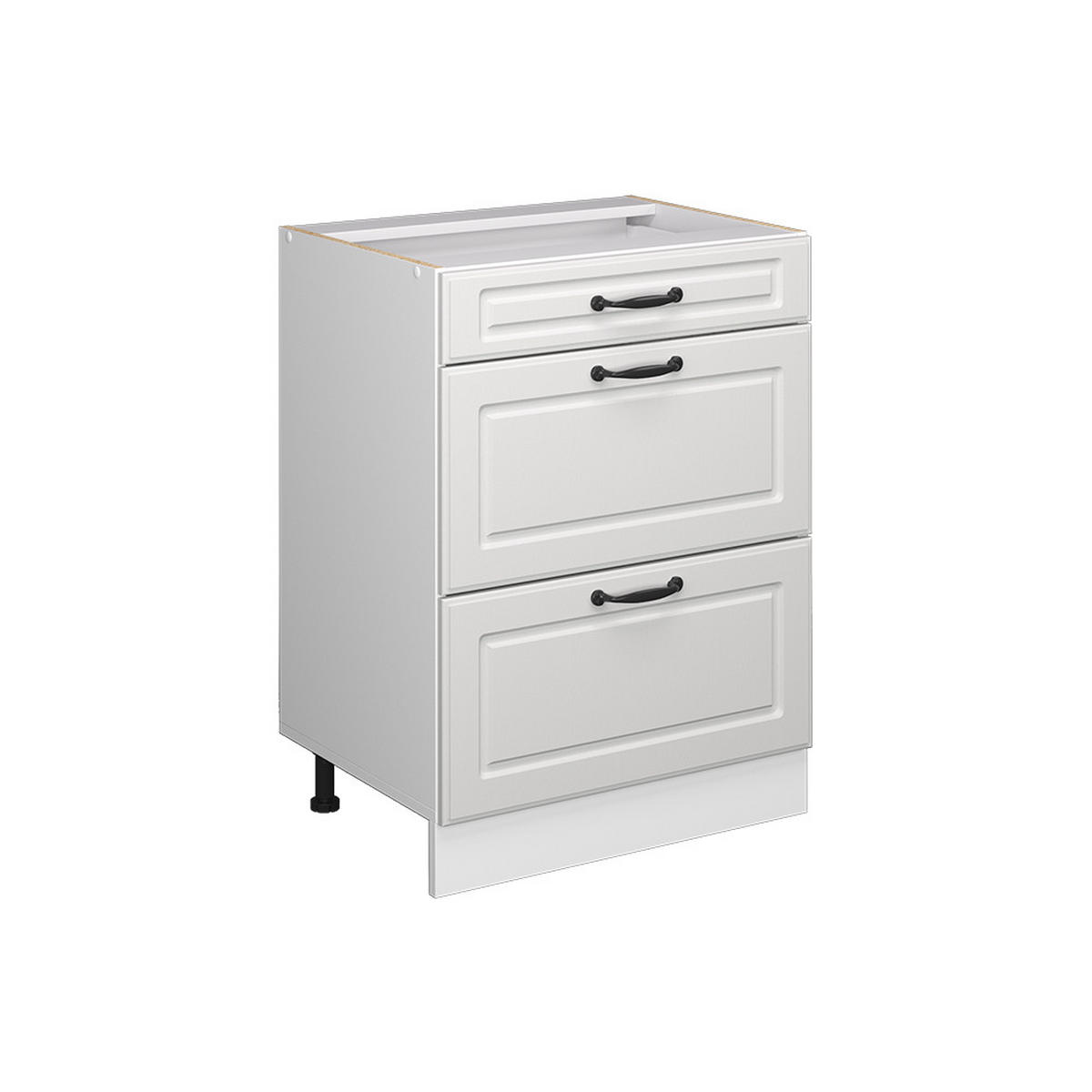 KÜCHENFRONT R-Line Weiß Landhaus 59.6 x 70.4 cm Möbelfront für den Schubladenunterschrank - Weiß, Holzwerkstoff (59.6/70.4/1.6cm) - Vicco