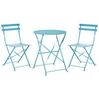 BALKONSET 2-Sitzer seeblau zusammenklappbar Fiori - Hellblau, Metall - Beliani