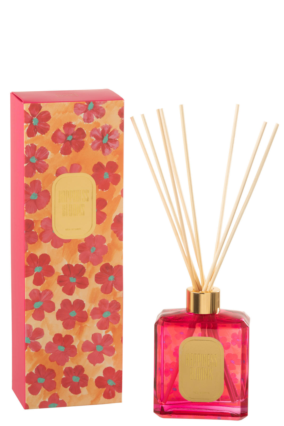 RAUMDUFT HAPPINESS BLOOMS – Red Jasmine – Glas – Orange/Rot - Multicolor, Paraffin (6.5/28/9cm) - J-Line