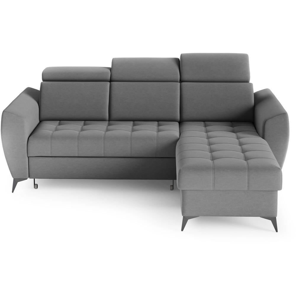 ECKSCHLAFSOFA Aurora I verstellbare Kopfstützen, Grau - Schwarz/Grau, Textil (235/176cm) - Beautysofa