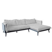 ECKSOFA QUENYA Hellgrau Velvet - Hellgrau/Schwarz, Textil (294/184cm) - KAWOLA