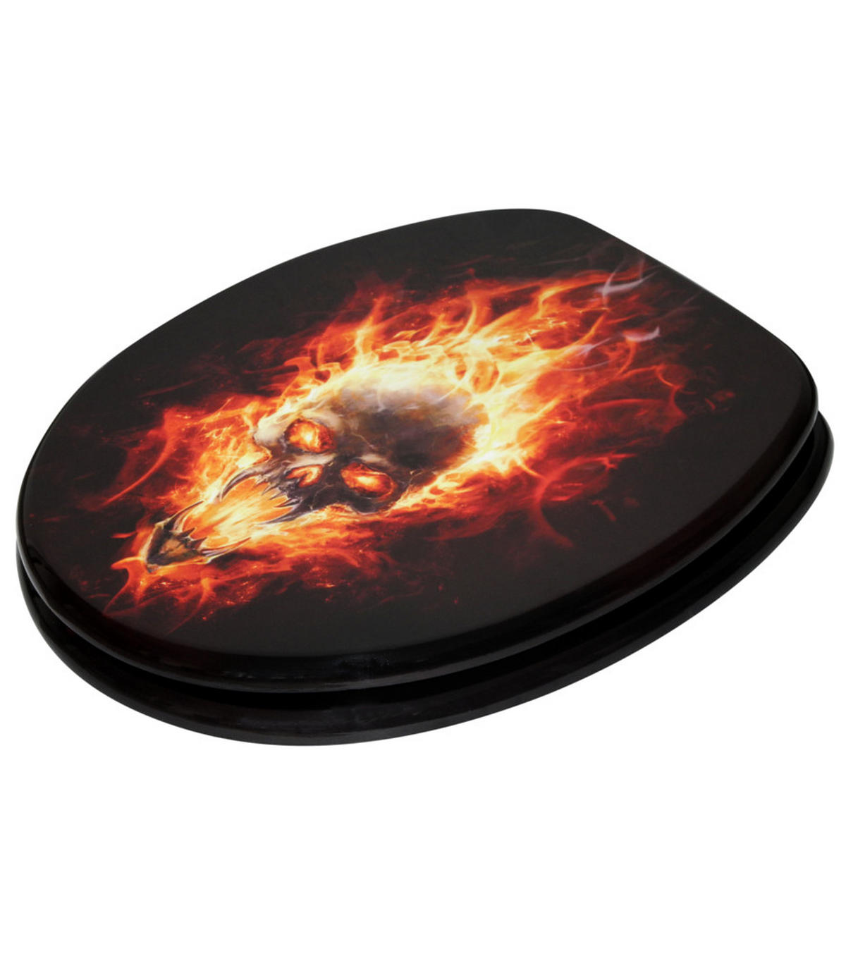 WC-SITZ Totenkopf in Flammen - Schwarz, Holzwerkstoff (38/6/47cm) - Sanilo