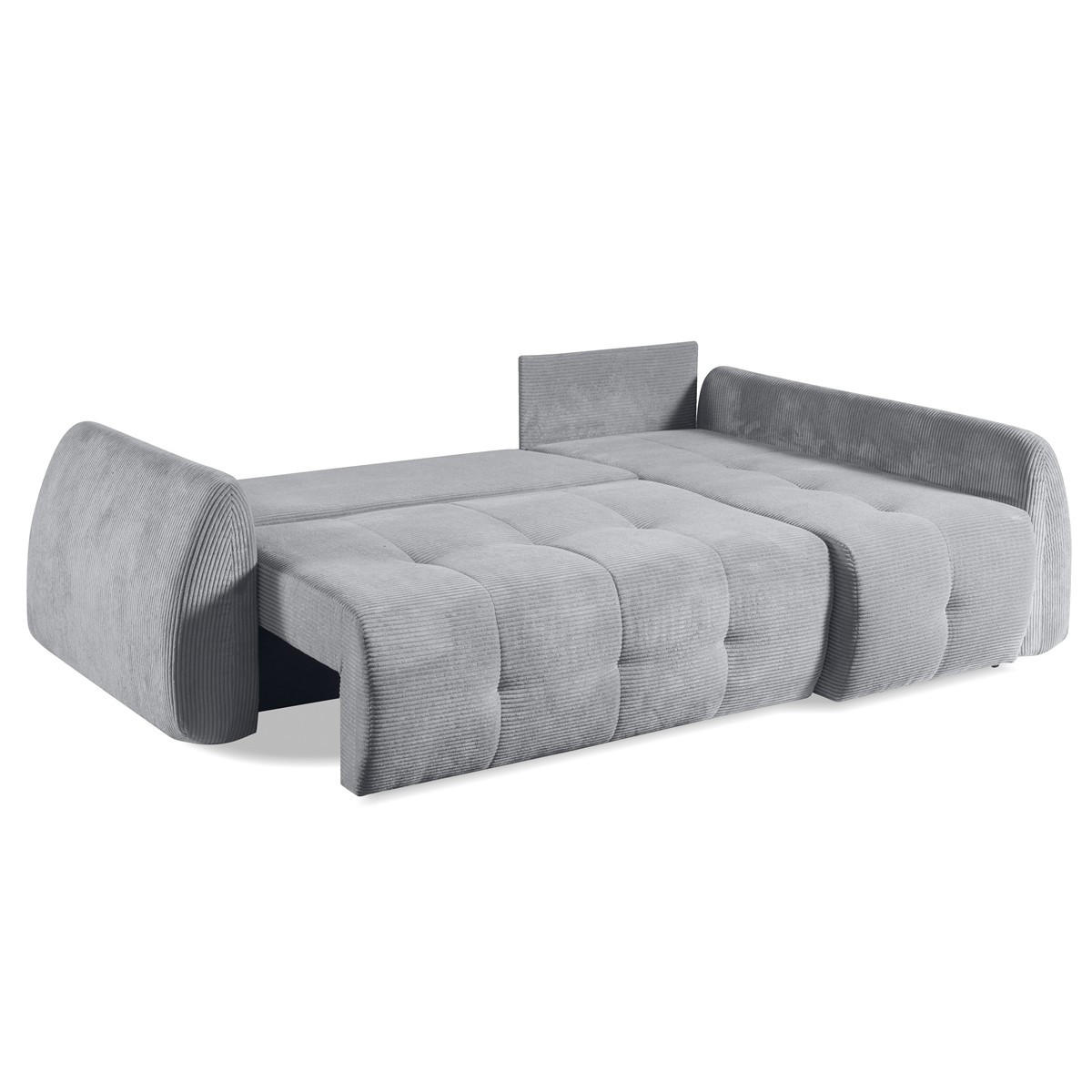 ECKSOFA Luna Hellgrau, mit Schlaffunktion - Hellgrau, Holzwerkstoff/Textil (252/155cm) - Bettso