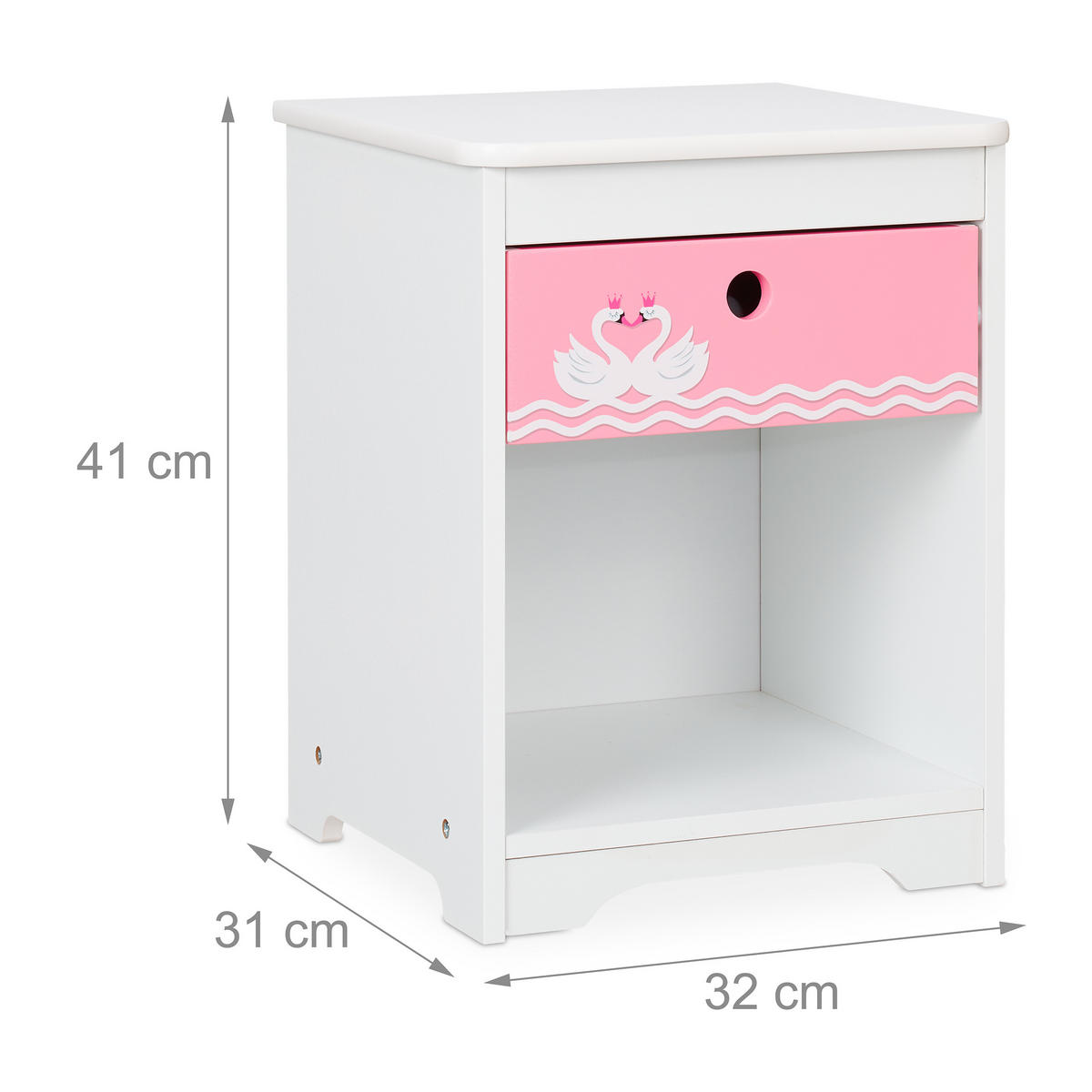 KINDERNACHTTISCH - Weiß, Holzwerkstoff (32/41/31cm) - Relaxdays