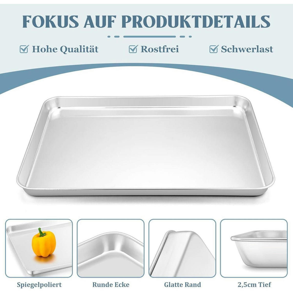 BACKBLECH Edelstahl 31,4 x 24,6 cm - Silberfarben, Metall (24.6/2.5/31.4cm)