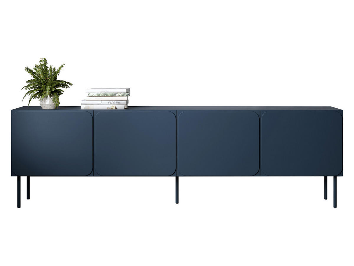 TV-LOWBOARD Rafael 200 4D - Blau, Holzwerkstoff/Metall (200/61/40cm) - MIRJAN24