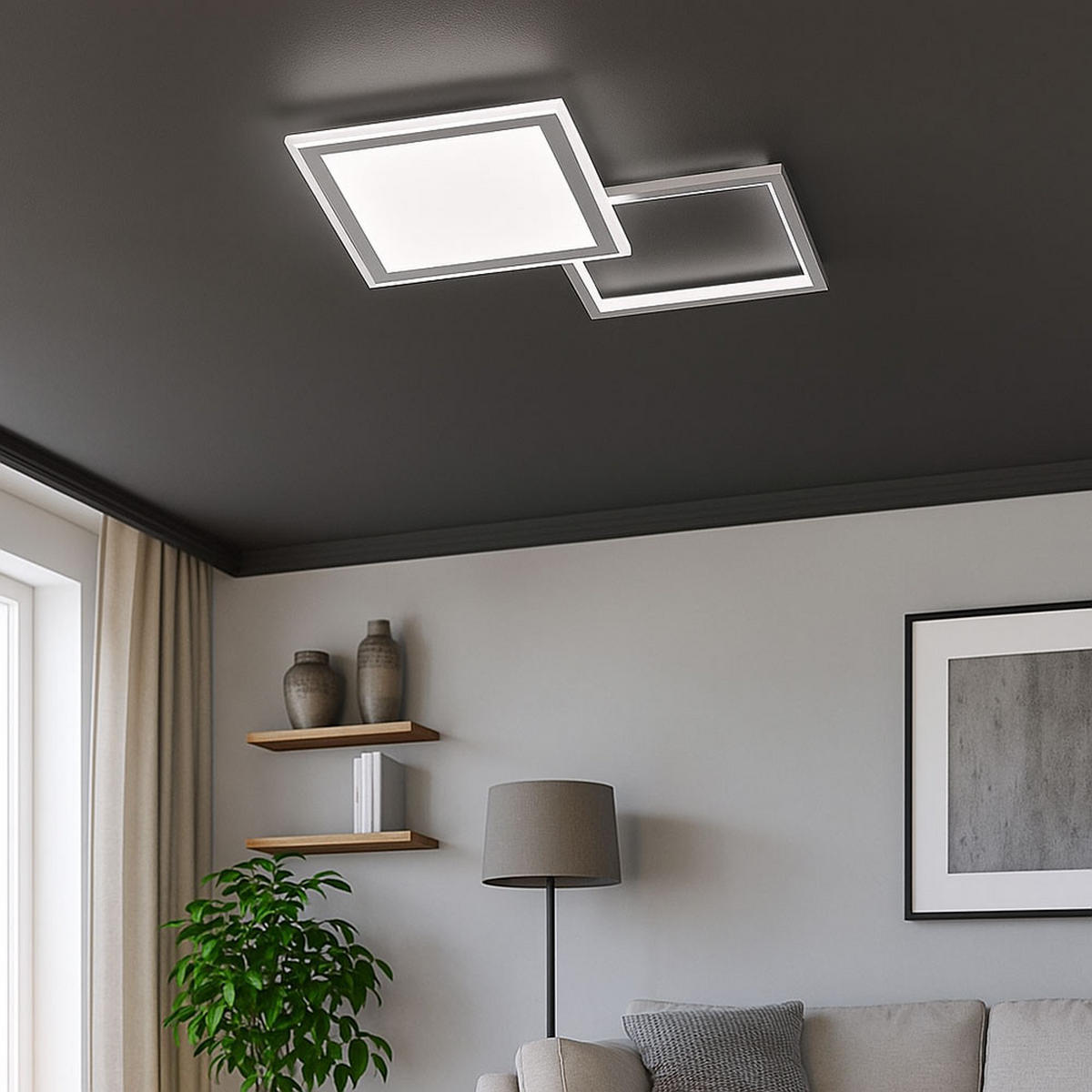 LED DECKENLEUCHTE Aluminium Silber - Silberfarben, Metall (51/51/4.5cm) - Wofi
