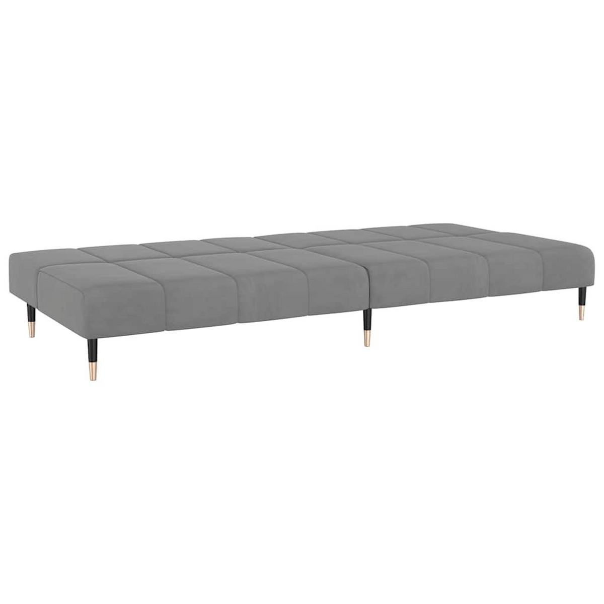 SCHLAFSOFA 2-Sitzer Hellgrau Samt - Hellgrau, Textil (100/69/200cm) - vidaXL
