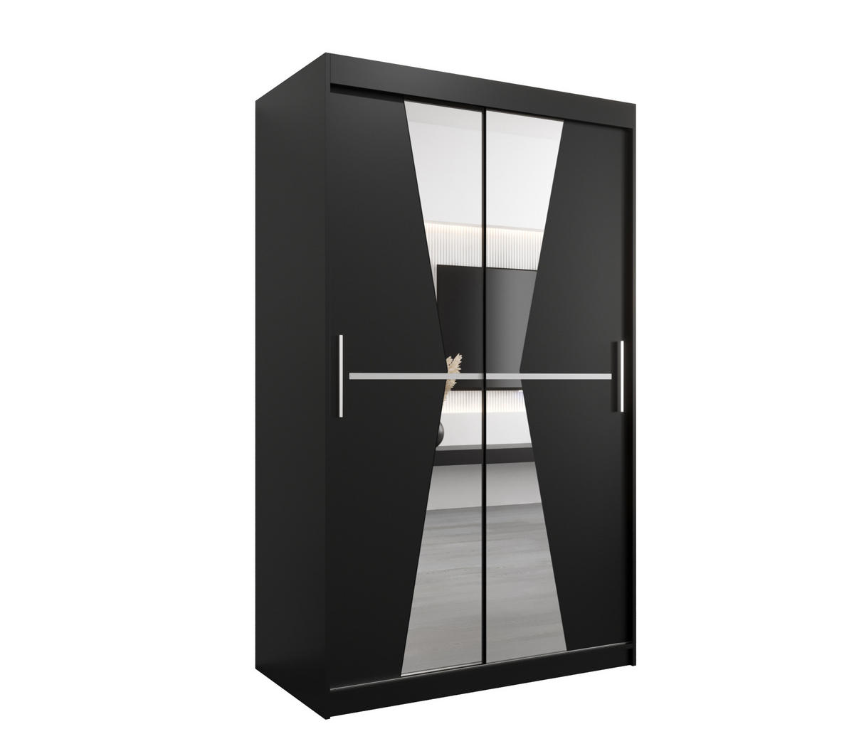 SCHWEBETÜRENSCHRANK 200/120/62 2-türig - Silberfarben/Schwarz, Holz/Kunststoff (120/200/62cm) - MÖBEL KRYSPOL