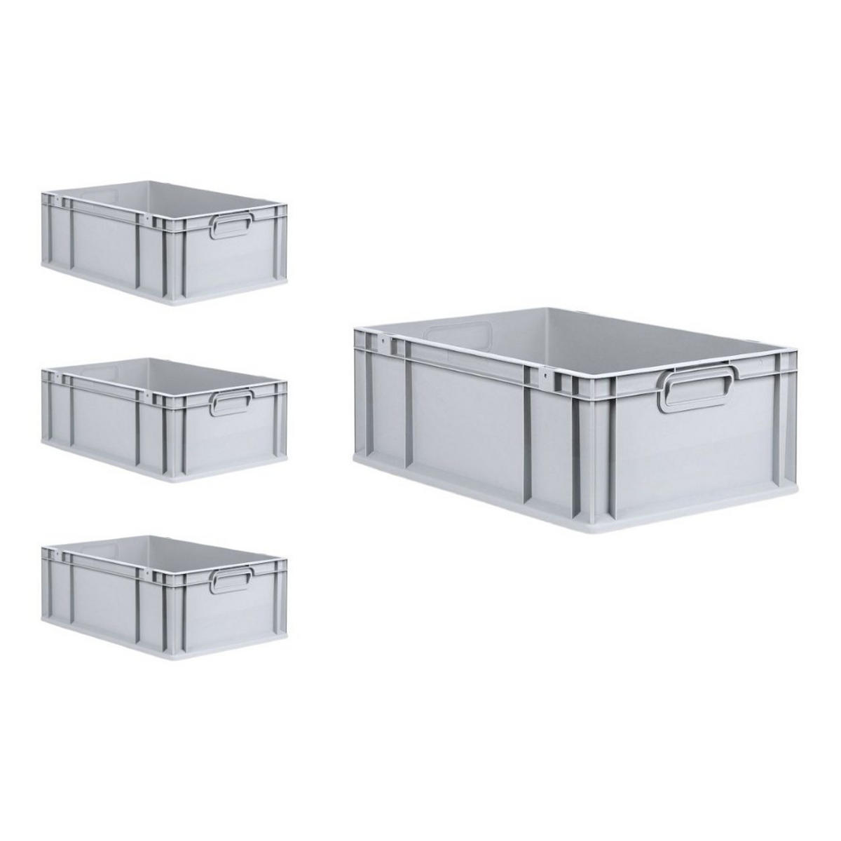 EUROBOX 4x Nextgen Economy Mit Scharnierdeckel Grau/GrünGriffe Geschlossen 44 Liter - Grün, Kunststoff (40/22/60cm) - PROREGAL