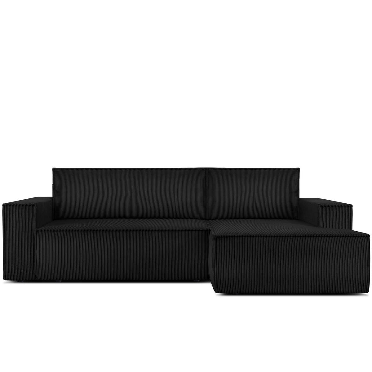 ECKSCHLAFSOFA-RECHTS NAPI in Pet Friendly Cord-Stoff, schwarz - Schwarz, Textil (262/148cm) - KONSIMO®