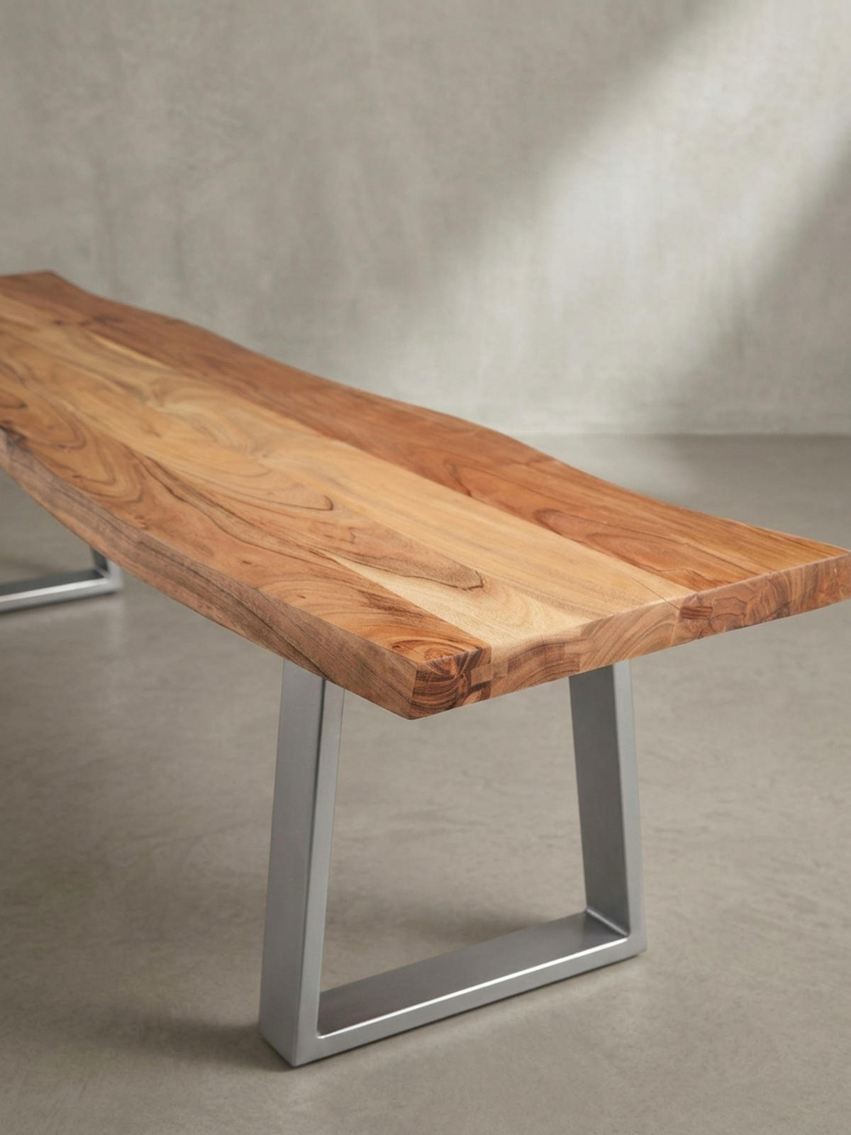 ESSZIMMERBANK Massivholz Metall Baumkante Chromgestell, Akazie 120x40x46 cm - Silberfarben/Braun, Holz/Metall (120/46/40cm) - KADIMA DESIGN